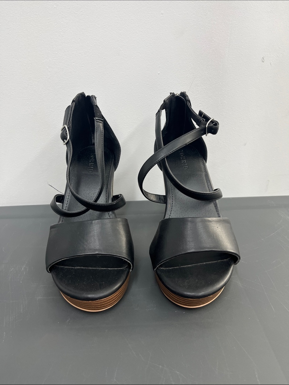 Black Strappy Platform Sandals - Women's